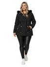 Jaqueta ParKa Sarja Peluciada Com Capuz Removivel Plus Size