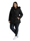 Jaqueta ParKa Sarja Peluciada Com Capuz Removivel Plus Size