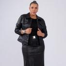 Jaqueta plus size botões bolso falso gliter fem Jaqueta plus size botões bolso falso gliter fem