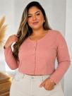 Jaqueta plus size com decote redondo