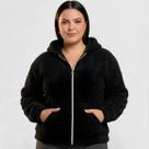 Jaqueta Plus Size Teddy Casaco Feminina com Bolso e Capuz G1 ao G3 Tamanho:G3Cor:Preto