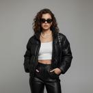 Jaqueta Puffer Couro Feminina Bobojaco Preta