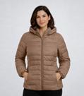 Jaqueta Puffer Feminina Com Capuz Sea Surf Bege