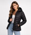Jaqueta Puffer Feminina Com Capuz Sea Surf Preto Jaqueta Puffer Feminina Com Capuz Sea Surf Preto