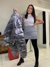 Jaqueta puffer feminina metalizada
