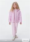 Jaqueta puffer infantil unissex com capuz - rosa