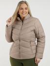 Jaqueta Puffer Nylon Forrada Plus Size Feminina MARROM Jaqueta Puffer Nylon Forrada Plus Size Feminina MARROM