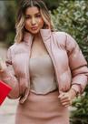 Jaqueta puffer rose TAM P feminina