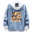 Jaqueta SANMU Creative Design Jeans Luffy Emoji Graffiti Jaqueta SANMU Creative Design Jeans Luffy Emoji Graffiti