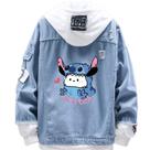 Jaqueta SANMU Denim Pochacco Stitch Design para mulheres Jaqueta SANMU Denim Pochacco Stitch Design para mulheres