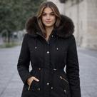 Jaqueta Sarja Parka Feminina Com Cordão De Ajuste Cintura Casaco De Inverno Casual Confortável