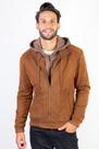 Jaqueta suede capuz e gola moletom removível 91391