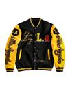 Jaqueta Varsity SOLY HUX masculina Letter Graphic preta/amarela