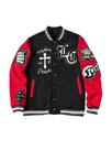 Jaqueta Varsity SOLY HUX masculina Letter Graphic preta/vermelha XL