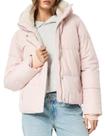 Jaqueta Wyeysyt Cropped Puffer de inverno forrada com pele sintética feminina rosa GG