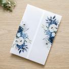 Jaquetas de velino com 50 peças de flores azuis empoeiradas de 5 x 7 polegadas