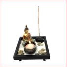Jardim Zen Buda Quadrado - Incensário + Porta Vela