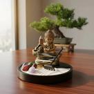 Jardim Zen Redondo com Incensário Cascata Buda Menino