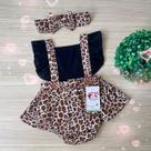 Jardineira Animal Print + Faixa de Cabelo