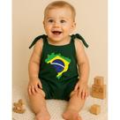 Jardineira Bebê Brasil Copa do Mundo 100% Algodão Roupa Infantil Temática Verde