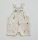 Jardineira Bebê Grow Up Estampa Girafa Safari Bege Com Bolsos Passeio Verão