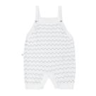 Jardineira Bebê Menina em Tricot Branco Fofinho