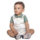 Jardineira Bebê Moletim Off-White Estampa Coqueiros Unissex Have Fun Tamanho:G (6-9 meses)