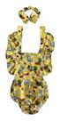 Jardineira Body Romper Banho De Sol Menina Comilona Amarelo