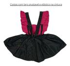 Jardineira Body Romper Saia Bebê Poderosa Chefinha + Laço