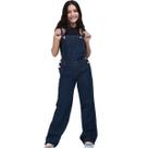 Jardineira calça macacão jeans com alça infantil juvenil 10 ao 16