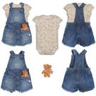Jardineira Com Body Bebê Menina Algodão Azul Jeans Upi Uli Jardineira Com Body Bebê Menina Algodão Azul Jeans Upi Uli