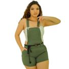 Jardineira feminina short curto com bolsos e ziper lateral PP P M - Macaquinho curto de suspensorios regulaveis 36 38 40