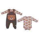 Jardineira Fleece Canelado Bebê Menino Inverno Upi Uli -