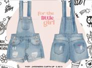 Jardineira Infantil Menina Curto Up Kids Teen Max Denim Kids Tam 02 ao 08 - Ref 9439 Jardineira Infantil Menina Curto Up Kids Teen Max Denim Kids Tam 02 ao 08 - Ref 9439