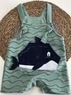 Jardineira infantil tubarão Tileesul masculina verde TAM P Jardineira infantil tubarão Tileesul masculina verde TAM P
