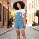 Jardineira Jeans Feminina Destroyed Enfim