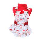 Jardineira Papai Noel Vermelha Fem para cachorro e gato Tamanho:M
