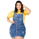 Jardineira Plus Size Feminina Com Botões Azul Claro Jardineira Plus Size Feminina Com Botões Azul Claro
