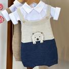 Jardineira/Romper Tricot com Body - Porco Espinho