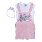 Jardineira Salopete Estampada Perfume e Blusa