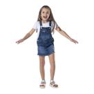 Jardineira Shorts Saia Menina Mania Kids em Jeans