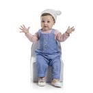 Jardineira Tamanho M Conjunto com Blusa para Bebe Jeans Confort Basica