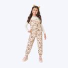 Jardineira Ursinho Com Blusa Manga Longa Infantil Menina Mundo Cinti 12348 Natural