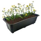 jardineira Vaso Retangular 39cm Planta Flor Plástica Jardim Preto - 750 AMZ
