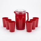 Jarra 2l Copos 400ml Plástico Bpa Livre Vermelho Água Suco