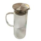 Jarra Acqua 1,4L de Vidro Borossilicato com Tampa em Inox para Servir Bebidas Transparente Lehaví