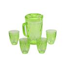 Jarra Acrílico com Tampa 4 Copos Verde Agua Suco 1250ml