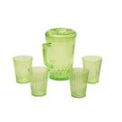 Jarra Acrílico de 1 Litro com 4 Copos Agua Suco Bebida Verde