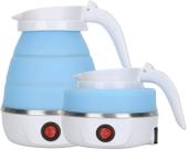 Jarra Chaleira Elétrica Viagem 220v Mini De Silicone Dobrável Portátil 600ml Cor Azul