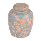 Jarra de gengibre de cerâmica decorativa Creative Co-Op azul/laranja